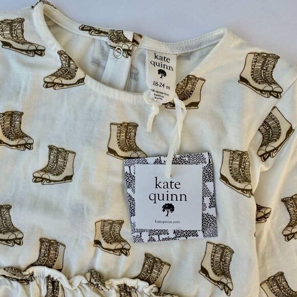 Kate Quinn Bubble Romper | Long Sleeve, Peplum, Ice Skates Print | 18–24M | NWT - Picture 1 of 6
